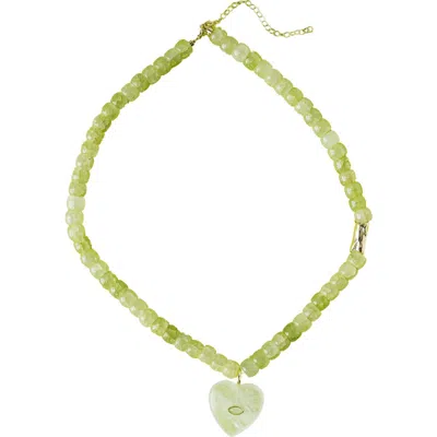 Macrae & Co . Limoncello Beaded Heart Pendant Necklace In Green