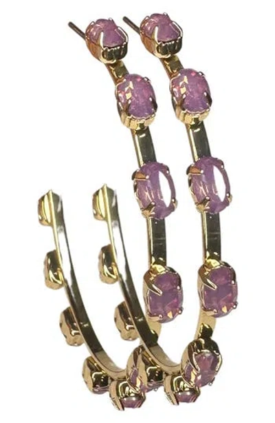 Macrae & Co . Mini Haley Crystal Hoop Earrings In Purple