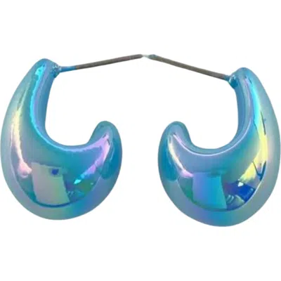 Macrae & Co . Mini Teardrop Hoop Earrings In Green