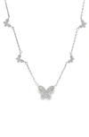 Macrae & Co . Pavé Butterfly Station Necklace In Metallic