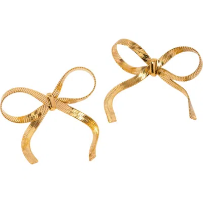 Macrae & Co . Ribbon Bow Stud Earrings In Gold