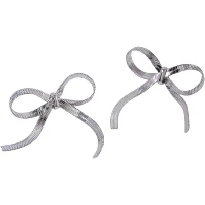 Macrae & Co . Ribbon Bow Stud Earrings In Metallic