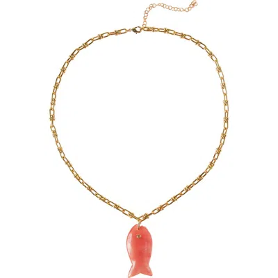 Macrae & Co . Stone Fish Pendant Necklace In Purple