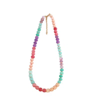 Macrae & Co Women's Beaded Love Necklace - Soft Rainbow