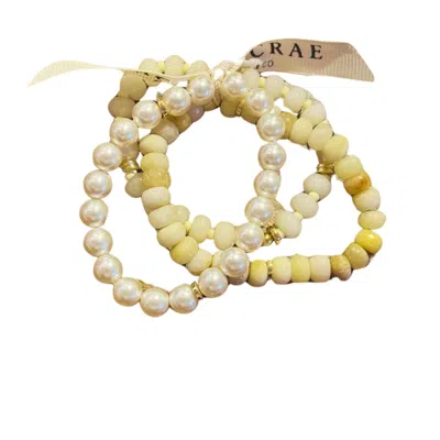 Macrae & Co Women's Neutrals Mixed Rock Bracelet - Cream In White