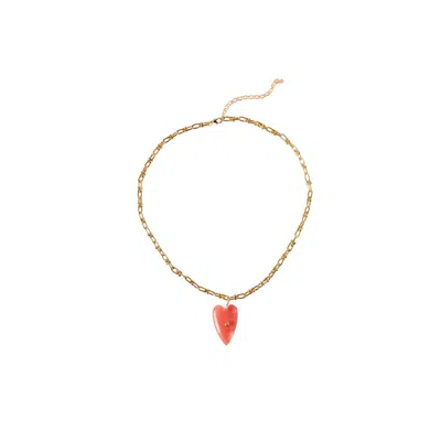 Macrae & Co Women's Pink Heart Of Stone Necklace In Coral In Gold