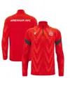 Macron Men's Red Wrexham Training Quarter-zip Pullover Hoodie In Red