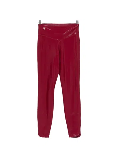 Macron Metallic-effect Logo-patch Performance Leggings In Red