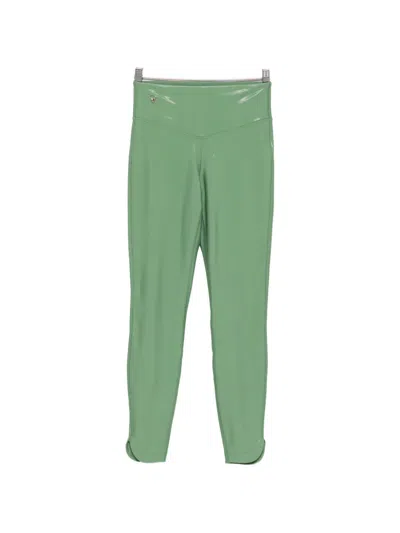 Macron Metallic-effect Performance Leggings In Green