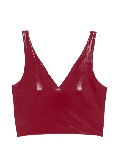 Macron V-neck Cropped Performance Top In Burgundy