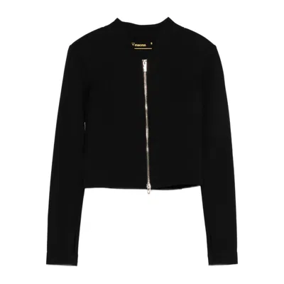 Macron Zip-up Rayon Shirt In Black