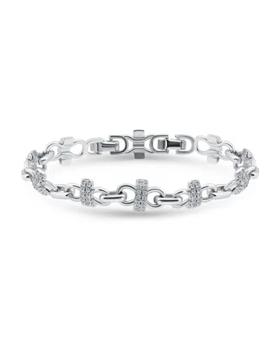 Macy's 1 5/8 Ct. T.w Glass Stone Pave Bars Between Polish Links Bracelet, Created For  In Red