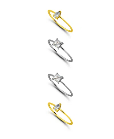 Macy's 1 5/8cttw 4pc Set- 2- 4mm Square Cut Cubic Zirconia Stones + 2- 5x3mm Pear Cut Cubic Zirconia Stones In Gold