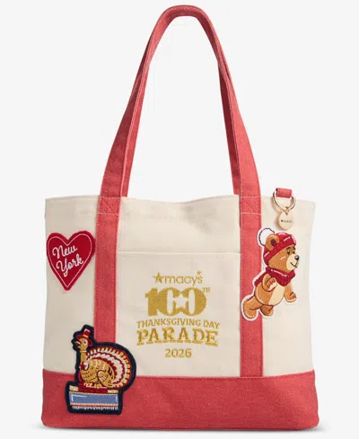 Macy's 100th Thanksgiving Day Parade 2026 Balloon Character Patch Mini Canvas Tote Bag,  Exclusive In White