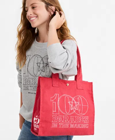 Macy's 100th Thanksgiving Day Parade 2026 Blueprint Canvas Tote Bag,  Exclusive In Red