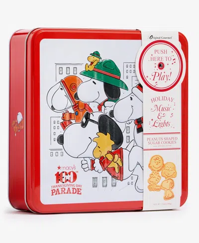 Macy's 100th Thanksgiving Day Parade Holiday Peanuts Shaped Sugar Cookie Musical Tin, 12 Oz. In Multi