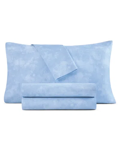 Macy's 1200 Thread Count Cotton Blend Watercolor Printed 4-piece Sheet Sets In Blue