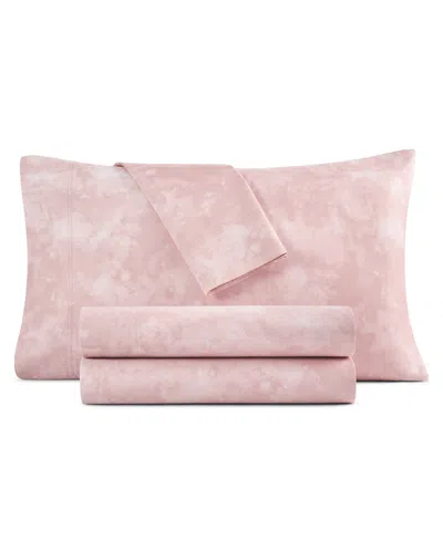 Macy's 1200 Thread Count Cotton Blend Watercolor Printed 4-piece Sheet Sets In Pink
