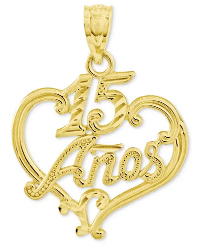 Macy's 14k Gold Charm, Diamond-cut 15 Anos Heart Charm