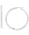 Macy's Polished Thin Tube Hoop Earrings (3mm) In 14k Gold (40mm) In White Gold