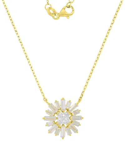 Macy's 14k Gold Over Sterling Silver Baguette And Princess Cut Cubic Zirconia Sunshine Necklace