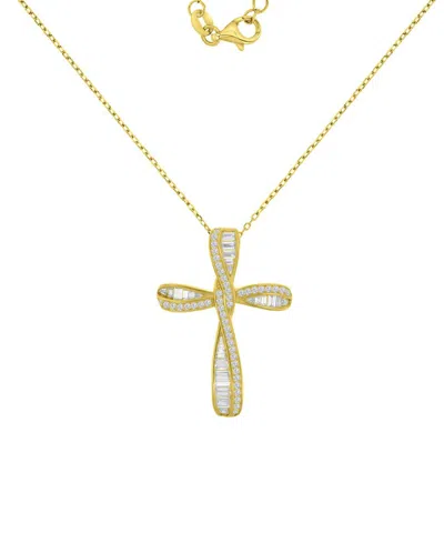 Macy's 14k Gold Over Sterling Silver Cubic Zirconia Cross Necklace