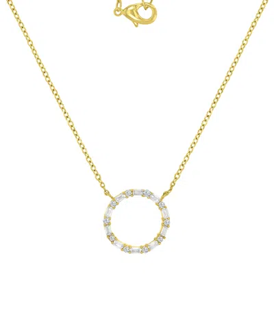 Macy's 14k Gold Over Sterling Silver Cubic Zirconia Hollow Circle Necklace In Yellow