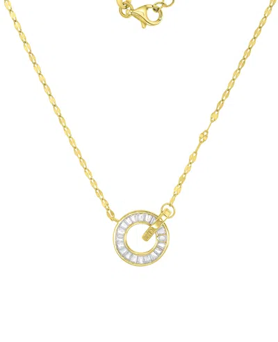 Macy's 14k Gold Over Sterling Silver Cubic Zirconia Intertwined Circles Necklace In Yellow