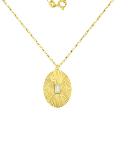 Macy's 14k Gold Over Sterling Silver Mirror Cut Oval Necklace In Yellow
