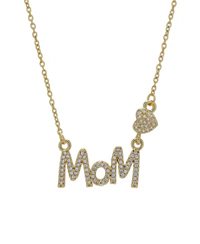 Macy's 14k Gold Plated Cubic Zirconia Mom And Heart Pendant Necklace