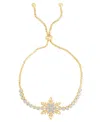 Macy's 14k Gold Plated Diamond Accent Snowflake Adjustable Bracelet In Gold-plated
