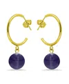 Macy's 14k Gold Plated Multi Genuine Stone Hoop Earrings In Amethyst