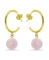 Macy's 14k Gold Plated Multi Genuine Stone Hoop Earrings In Rose Quartz