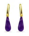 Macy's 14k Gold Plated Multi Genuine Stone Teardrop Earrings In Amethyst