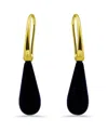 Macy's 14k Gold Plated Multi Genuine Stone Teardrop Earrings In Onyx