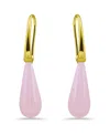 Macy's 14k Gold Plated Multi Genuine Stone Teardrop Earrings In Rose Quartz