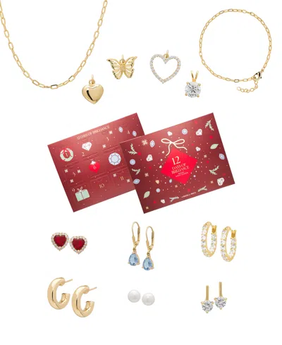 Macy's 14k Gold-plated 12 Days Of Brilliance Advent Calendar, 12 Pieces Of Jewelry In Yellow