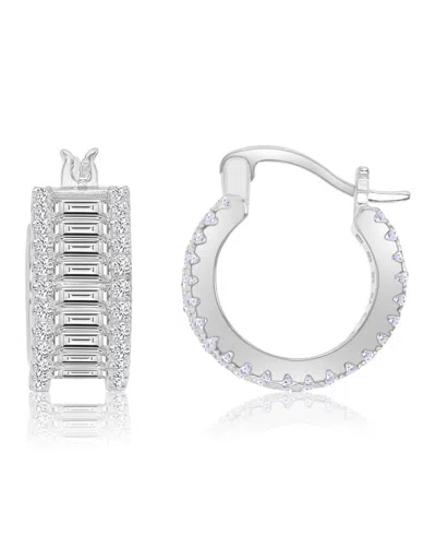 Macy's 14k Gold-plated Casual Baguette Hoop Earrings In Metallic