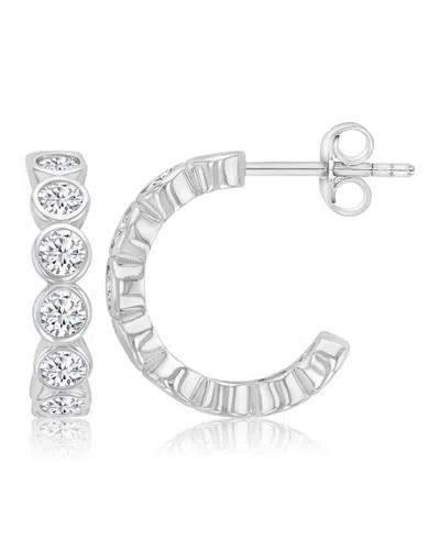 Macy's 14k Gold-plated Casual J Shape Hoop Earrings In Metallic