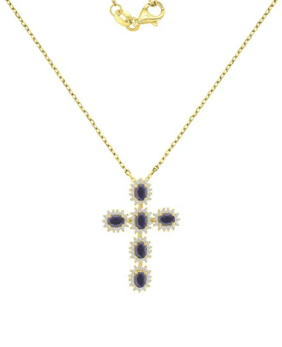 Macy's 14k Gold-plated Classic Crystal Cross Necklace In Multi