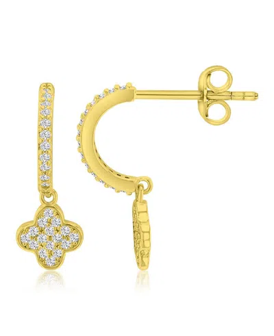 Macy's 14k Gold-plated Clover Drop J Hoop Earrings