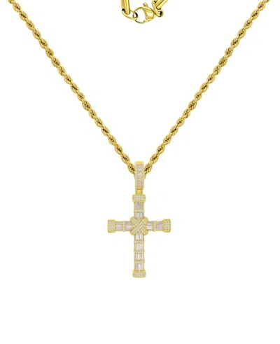 Macy's 14k Gold-plated Cross Rope Chain Necklace In Multi