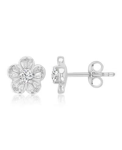 Macy's 14k Gold-plated Daily Flower Stud Earrings In Silver