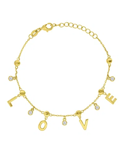 Macy's 14k Gold-plated Dangling Cubic Zirconia Love Bracelet In Yellow