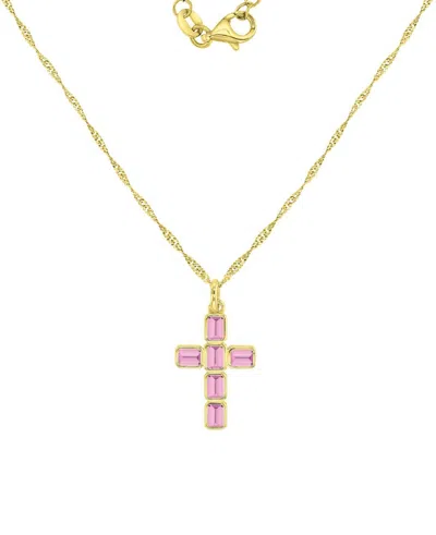 Macy's 14k Gold-plated Dark Pink Cross Pendant Necklace