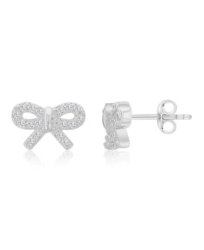 Macy's 14k Gold-plated Delicate Bow Stud Earrings In Silver