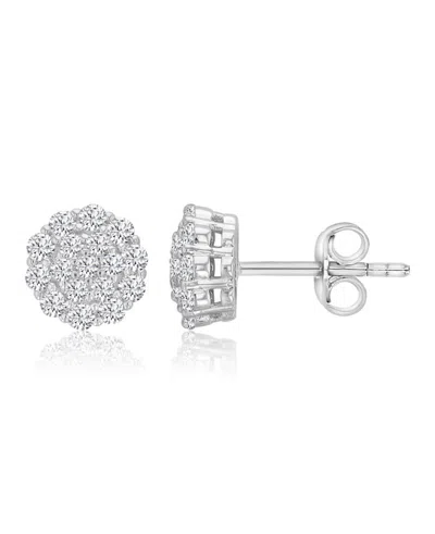 Macy's 14k Gold-plated Delicate Halo Stud Earrings In Silver