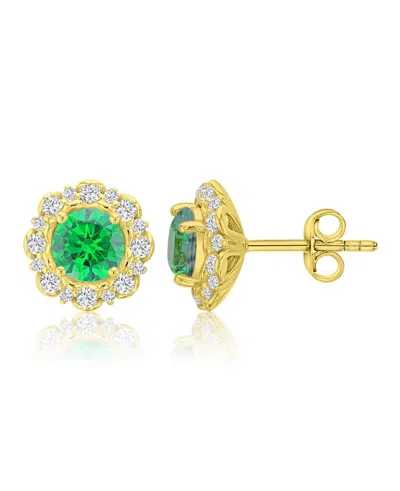 Macy's 14k Gold-plated Green Halo Hoop Earrings