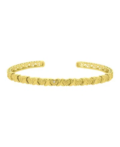 Macy's 14k Gold-plated Heart Style Open Bangle Bracelet In Gray
