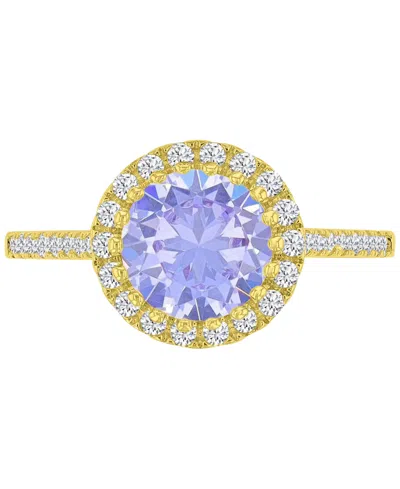 Macy's 14k Gold-plated Lavender Elegant Bridal Ring In Pink